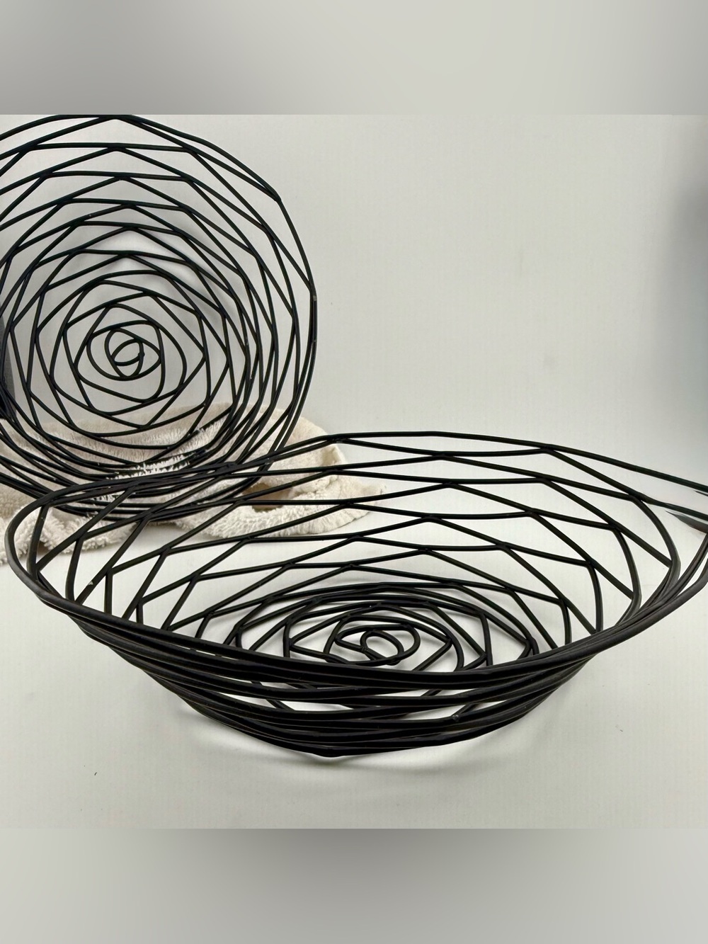 2 metal, black powder-coated serving baskets.  TableCraft Artisan Collection. 8”